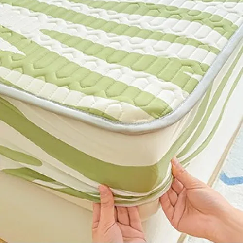 Vista 2 de FCLDESHOP Comfort Hotel - Sábana bajera ajustable de bolsillo profundo, juego de sábanas bajeras y fundas de almohada de seda de hielo de látex