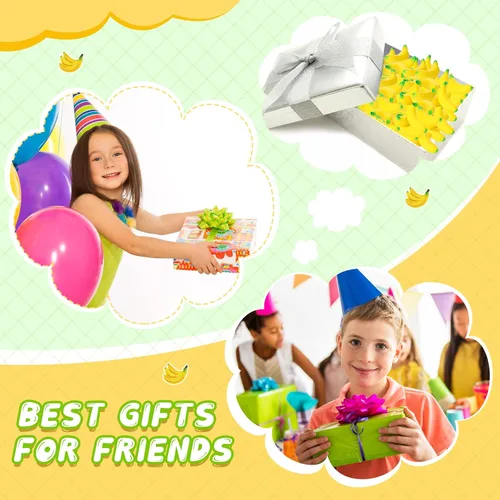 Vista 6 de Jerify 37 piezas de mini plátano juguetes para aliviar el estrés con bolsa de malla con cordón de poliuretano, juguete elástico para recuerdos