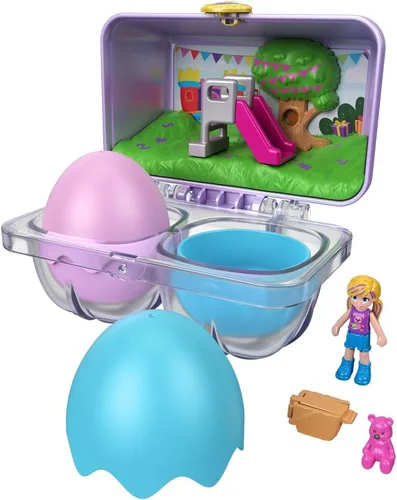 Vista 4 de Mystery Surprise - Cartón de huevos con temática de casa de rebote para fiesta de cumpleaños, morado, azul, verde