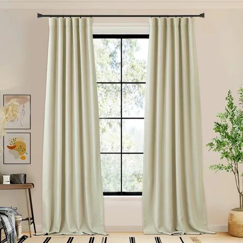 Vista 15 de NICETOWN Cortinas opacas de lino grueso 100% de 84 pulgadas de largo, 2 paneles, cortinas térmicas con pliegues pinzados para oscurecer