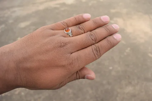 Vista 7 de Gemstone Ring, Handmade 925 Sterling Silver Rings for Women Girls, Natural Gemstone Ring US size 5 Solitaire Ring, Round Stone Ring, Minimalist