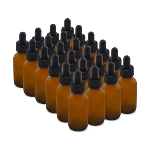 Vista 9 de The Bottle Depot - Paquete de 24 - Botella de vidrio de 1 oz con cuentagotas - Negro esmerilado - Acabado de cuello 20-400 - Botellas redondas