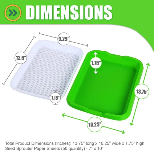 Vista 4 de Kit de bandeja de germinación de semillas, paquete de 5 bandejas de germinación de semillas con 50 papeles de siembra, bandeja de vivero sin BPA