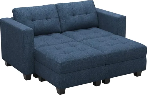 Vista 69 de Belffin Sofá modular modular con tumbonas dobles en forma de U, modular con asiento de almacenamiento, sofá modular con otomanas reversibles