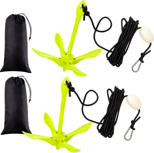 Vista 10 de Lounsweer 2 Pack Marine Kayak Anchor Kit Grapnel Anchor Kit Folding Grapnel Anchor Boat Anchor with Foldable Claw Kayak Fishing Accessories for