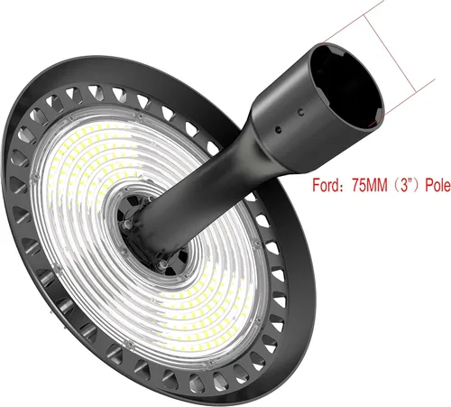 Vista 3 de KRLED CYLED - Luz de área circular LED de 60 W, 8000 lúmenes, 5500 K, blanco puro (equivalente a 200 W), luces de poste de jardín, lámpara de poste