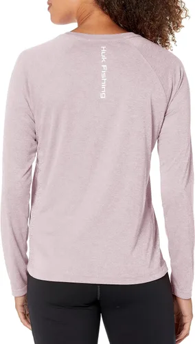 Vista 2 de HUK Camiseta de rendimiento para mujer Pursuit Heather Crew Sleeve