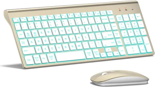 Vista 7 de TopMate Combo de teclado y mouse inalámbricos ultradelgados, 2.4G silencioso compacto USB 2400DPI mouse e interruptor de tijera, juego de teclado