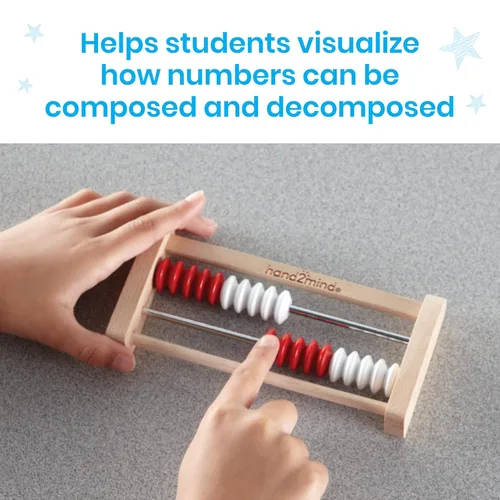 Vista 6 de hand2mind Mini Rekenrek de madera de 20 cuentas, estante de números para niños, ábaco para matemáticas, cuentas de conteo, manipuladores