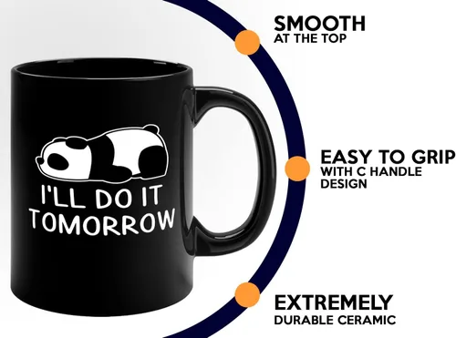 Vista 5 de Animal Lover Coffee Mug 11oz Black -I'll Do It Tomorrow - Funny Animal Panda Lover Zookeeper Eating Cute Panda
