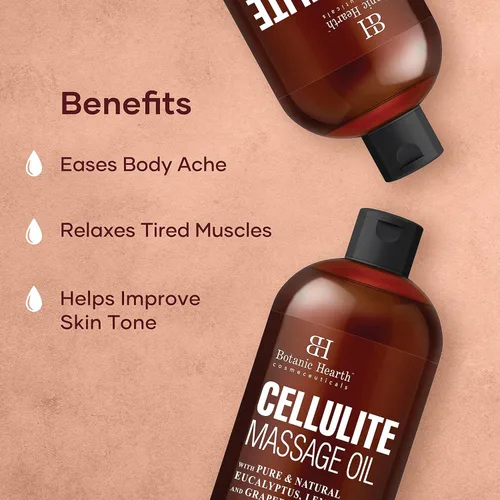 Vista 3 de Botanic Hearth Aceite de masaje para celulitis, 8 onzas líquidas, aceites de masaje refrescantes y relajantes para relajación muscular y comodidad