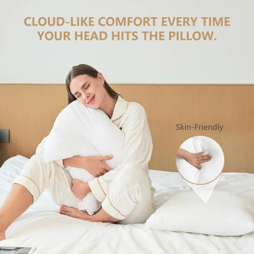 Vista 5 de Relleno de almohada de lujo, paquete de 6, 20 x 20 pulgadas, hipoalergénicos, ultra suaves, de microfibra de poliéster blanco, duradero, relleno
