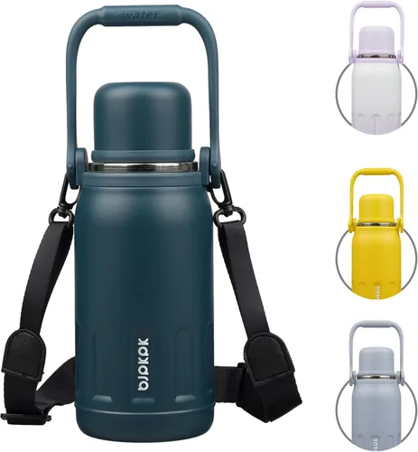 Vista 36 de BJPKPK Botella de agua aislada de acero inoxidable de 27 onzas con asa y tapa de taza, botella térmica de metal de viaje, perla morada