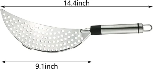 Vista 6 de Tegg Crescent - Colador de pasta de acero inoxidable para grasa, escurridor con mano para diferentes ollas, herramienta de cocina