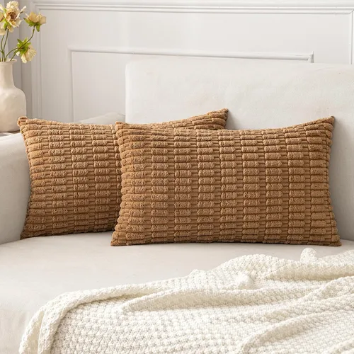 Vista 88 de MIULEE - Juego de 2 fundas decorativas para cojines, de pana suave y con moderno estilo campestre bohemio a rayas, decoración de primavera