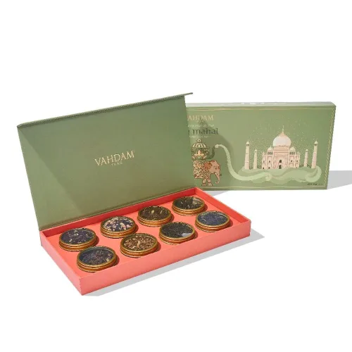 Vista 19 de VAHDAM, Paquete de té variado, 15 SABORES Muestrario de té premiado Té negro, té verde, té oolong, té chai, té de hierbas - Bolsas de té