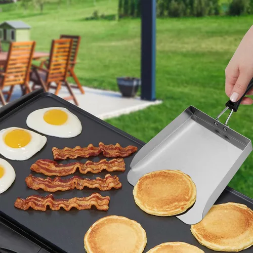 Vista 9 de Stanbroil Espátula de parrilla de acero inoxidable para asar hamburguesas, ideal para freír y mover alimentos, 13 pulgadas