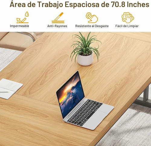 Vista 7 de Tribesigns - Escritorio ejecutivo de 78.7 pulgadas, escritorio grande para computadora de oficina, estación de trabajo, escritorio moderno