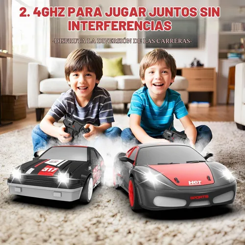 Vista 6 de Coches de Deriva RC, 2.4Ghz 1:24 Coche de Control Remoto 4WD de Alta Velocidad Deriva RC con Luz LED y Neumáticos de Deriva Coches de Juguete