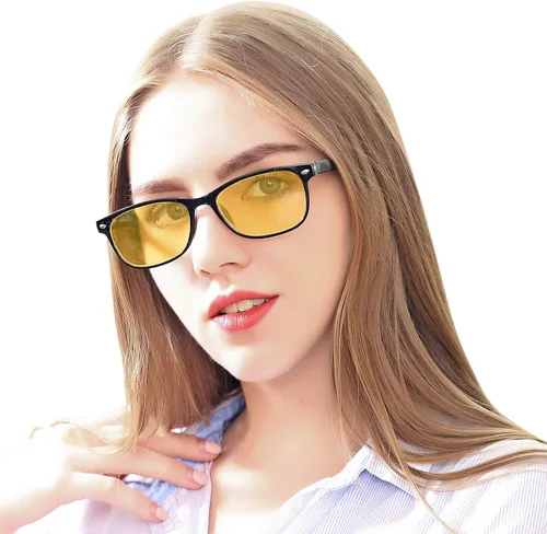 Vista 5 de Suertree 95% Blue Light Blocking Reading Glasses, Deep Orange Yellow Lens Computer Readers for Men Women with Spring Hinge