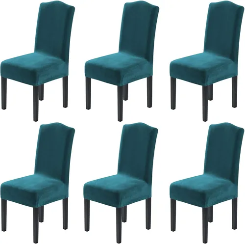 Vista 39 de H.VERSAILTEX Juego de 4 fundas elásticas para sillas de comedor, fundas protectoras para sillas Parson, tela de terciopelo sólido suave y gruesa