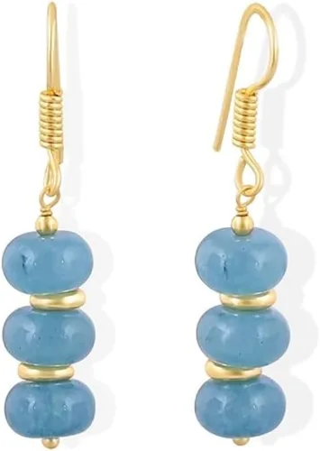 Vista 30 de Gempires - Aretes ligeros con cuentas hechas a mano, hipoalergénicos, chapados en oro, aretes colgantes para mujer