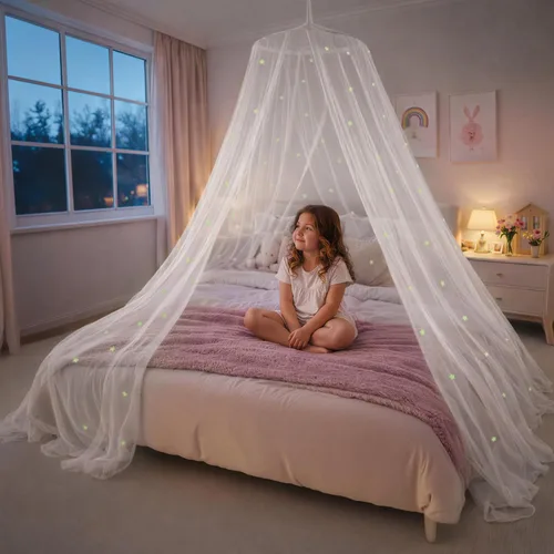 Vista 10 de Bollepo Dosel de Cama Amarillo para Niñas con Estrellas Brillantes - Dosel de Bebé Amarillo Princesa para Cama, Decoración de Habitación