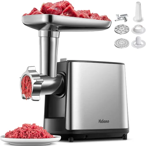 Vista 10 de Picadora eléctrica de carne, picadora de carne resistente, máquina de relleno de salchichas, molinillo de alimentos con kit de salchichas y kubbe, 2