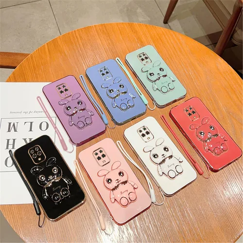 Vista 3 de DINGK Funda compatible con Redmi Note 9S Funda de teléfono TPU Silicona Soporte galvanizado Suave Durable Caída Protección a prueba de golpes para 1