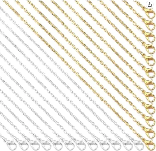 Vista 11 de Forise Paquete de 24 cadenas de collar a granel de 0.079 pulgadas de aleación de bronce antiguo para fabricación de joyas de 18 pulgadas