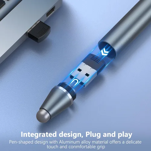 Vista 4 de Lápiz capacitivo recargable con clicker de presentación para pantalla táctil, presentador inalámbrico, puntero láser remoto USB PowerPoint Clicker