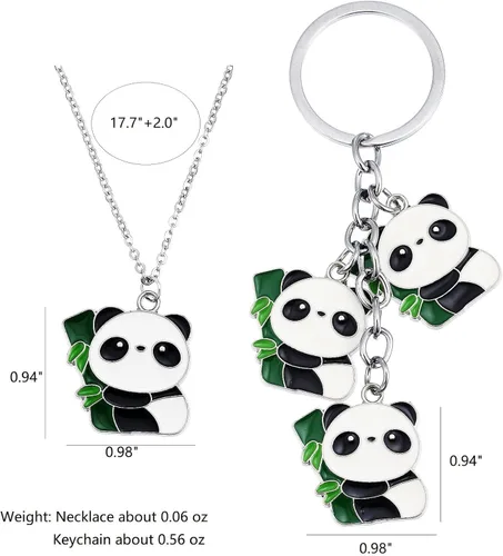 Vista 4 de Collar de panda para niñas, encantador llavero panda pulsera panda regalo para adolescentes