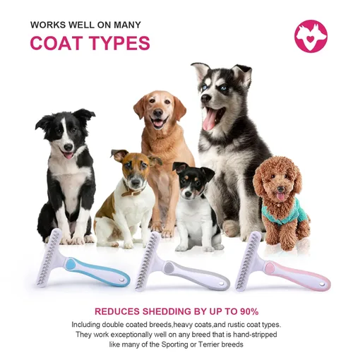Vista 7 de Ordermore Cepillo de aseo para mascotas, rastrillo de capa interior para perros, gatos, peine de cepillo de desempatado, ideal para cabello grueso