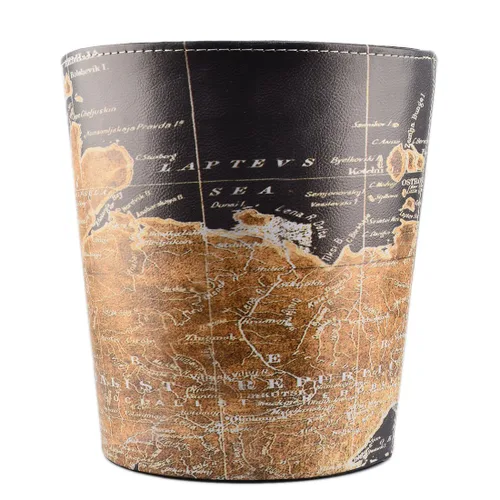 Vista 22 de Bote de basura de 2.64 galones, cesta de basura decorativa, cesta de papel de piel sintética, bote de basura impermeable para baño, dormitorio
