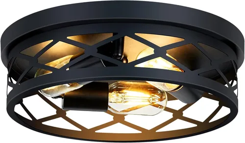 Vista 10 de SKEJAO Luminaria de Techo de Montaje Empotrado, Luminaria de Techo Negra de 2 Luces para Pasillo, Luminarias de Techo de Montaje Empotrado para Casa