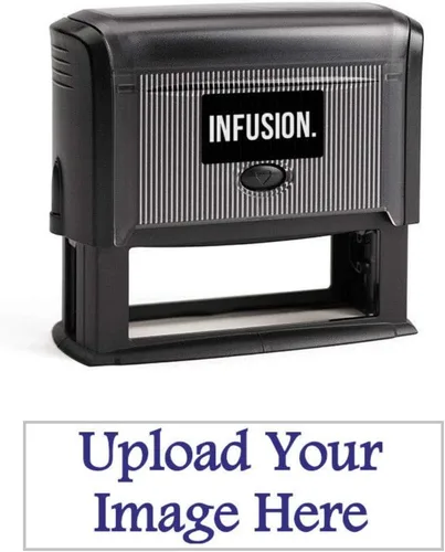 Vista 7 de Infusion 1" x 3-1/4" Logotipo Personalizado, Grande, Rectangular Autoentintado Logo Sello, Negro