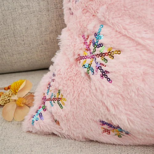 Vista 6 de YOUR SMILE Juego de 2 fundas de almohada navideñas de casa de campo, con copos de nieve, decoración de vacaciones, funda de cojín de felpa