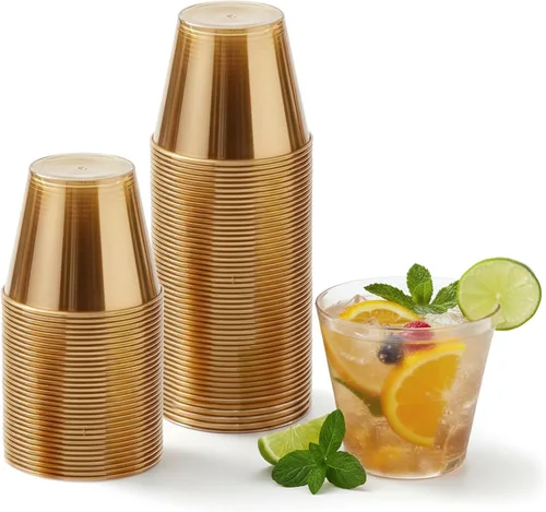 Vista 13 de Minatee Paquete de 100 vasos de plástico desechables negros de 10 onzas