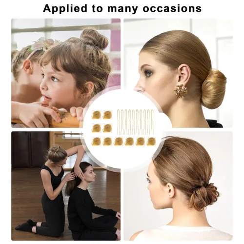 Vista 4 de Juego de red de pelo rubio para niñas y mujeres, 20 mallas elásticas invisibles con pasadores en forma de U para bailar