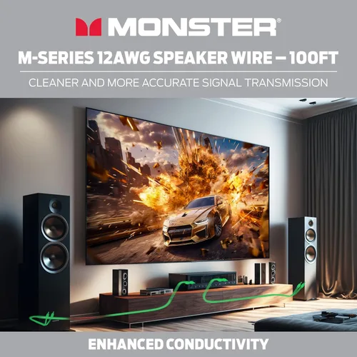 Vista 3 de Monster Cable de altavoz Serie M 12 AWG: Cable de altavoz de rendimiento avanzado Bobina de 100 pies con construcción de alambre de altavoz de cobre