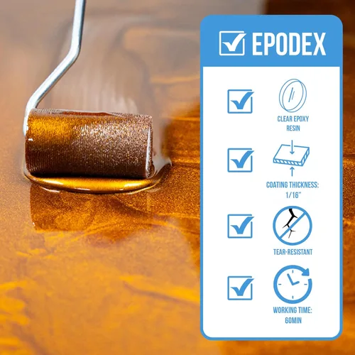 Vista 3 de EPODEX Kit de resina epoxi para encimera y mesa, kit de encimera epoxi para encimeras de cocina, mesas y tapas de bar con acabado transparente - Kit