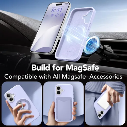 Vista 1224 de GONEZ Funda magnética para iPhone 14, compatible con Magsafe, con protector de pantalla + protector de cámara, forro de microfibra antiarañazos