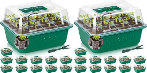 Vista 11 de VIVOSUN Paquete de 12 bandejas de inicio de semillas, kit de inicio de semillas de 144 celdas con cúpula de humedad, bandejas planas reutilizables