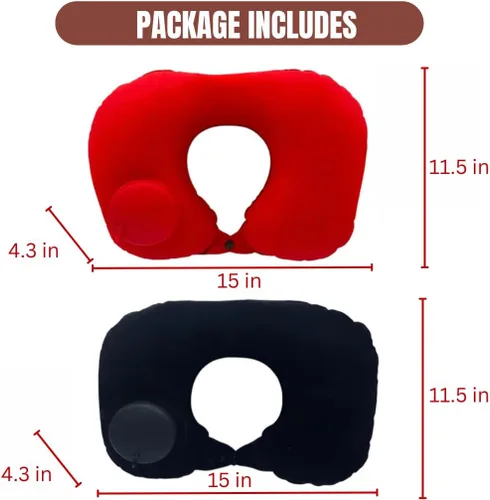 Vista 3 de Almohada inflable de viaje - Tamaño de bolsillo - Almohada de camping - Almohada de avión - con máscara de ojos 3D y tapones para los oídos