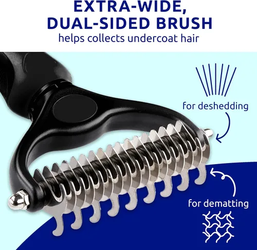 Vista 3 de Pat your Pet Deshedding - Cepillo para perros y gatos, rastrillo de aseo de doble cara para perros y gatos, peine desengrasante y herramienta