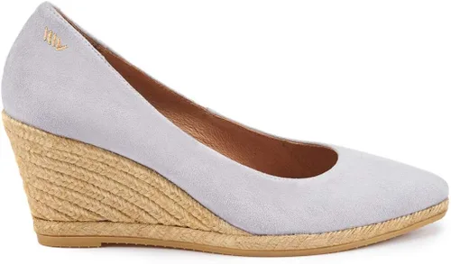 Vista 3 de Viscata Roses - Alpargatas de gamuza de España hechas a mano de tacón de 2 pulgadas para mujer, con parte superior de gamuza suave de primera