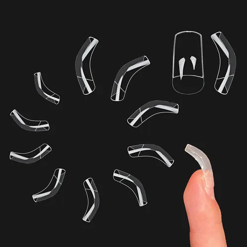 Vista 10 de NOVO OVO Halloween 500 piezas Puntas de uñas postizas curvas Hawk transparentes extra súper extremas de curva profunda y media, puntas de garra