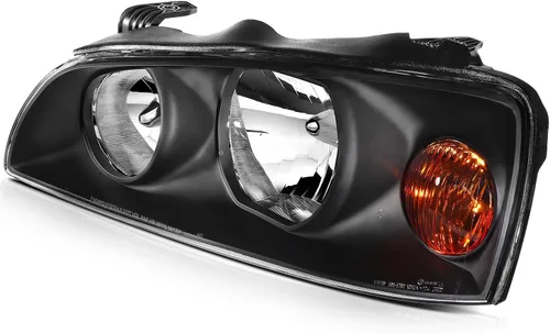 Vista 3 de Par de faros delanteros aptos para Hyundai Elantra 2004-2006, carcasa negra, reflector ámbar, lente transparente