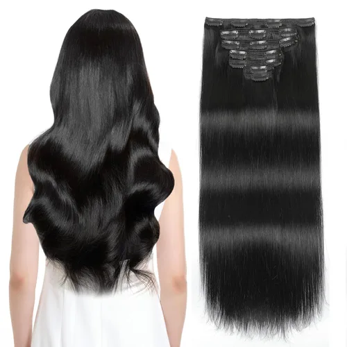 Vista 13 de Sisily - Extensiones de cabello con clip de cabello humano real, 30 cm 70 g, balayage de marrón chocolate a rubio, 100% cabello humano Remy