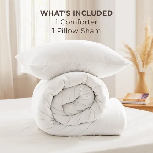 Vista 7 de Bedsure Juego de edredón individual blanco, ropa de cama suave prelavada tamaño individual, edredón acolchado con diseño de trébol, edredón